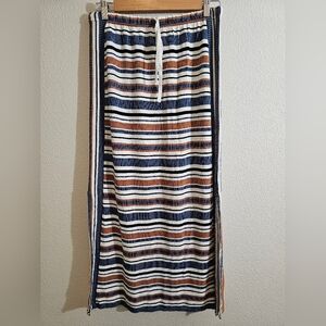 Max Studio Boho Navy and White Striped Maxi Skirt